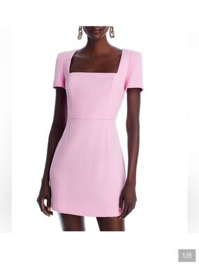 French Connection Pastel Pink Square Neck Mini Dress